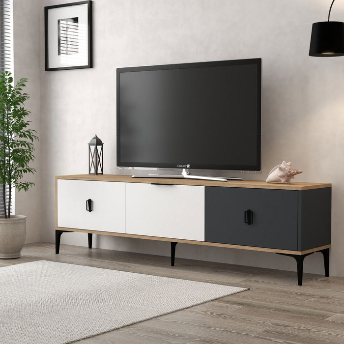 Hanah Home Neva 3801 Soporte para TV Roble, Blanco y Antracita Hanah Home Neva 3801 Soporte para TV Roble, Blanco y Antracita